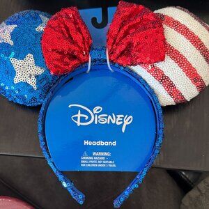 Disney Parks Patriotic Minnie Mouse Ears Headband NWT